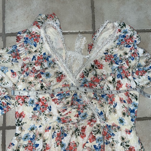 Just Me Floral prairie boho peasant cottagecore Hana Tier Dress small - Picture 7 of 14